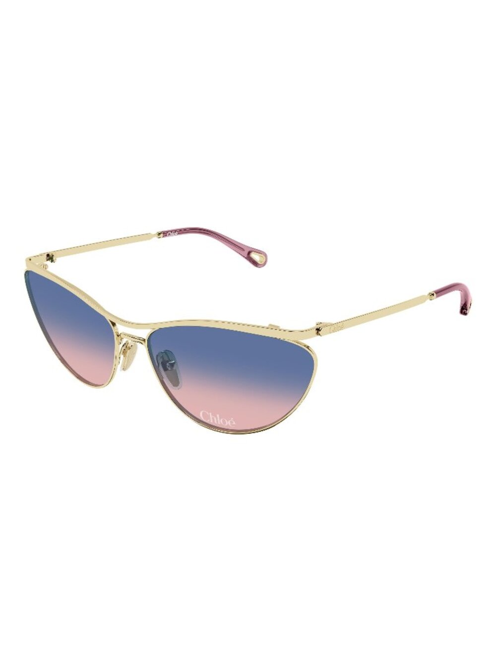 New Chloé Women's Sunglasses Gold Blue Lens Metal Frame CH0386S 001 62